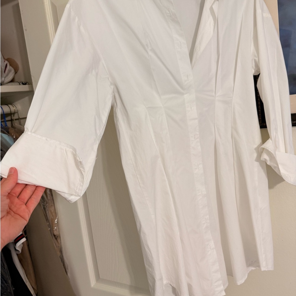 White Button-Up Shirt Dress/tunic